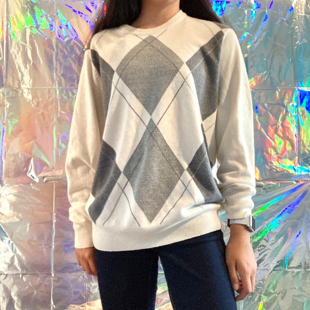 Argyle Cream Vintage-Inspired Sweater